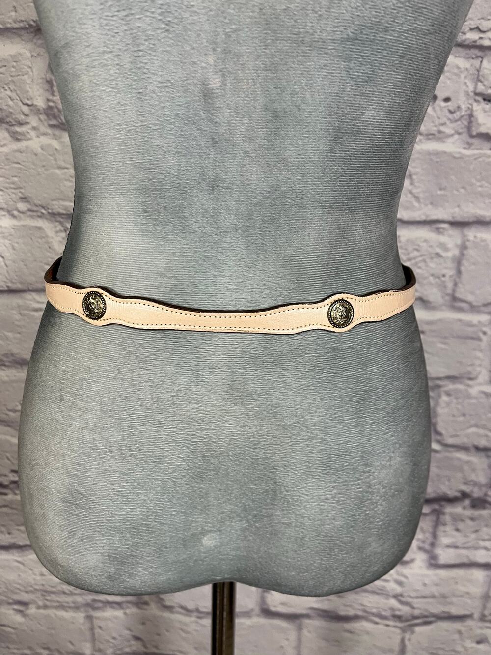 Vintage Circle Y  Thin Western/Cowgirl Style Leather Belt with Silver Conchos
